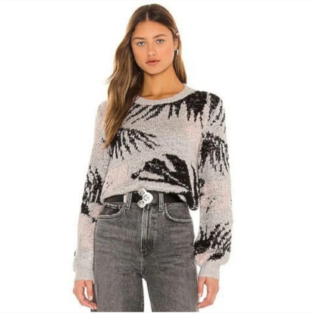 Le Superbe Tropi-Call Sweater Crew Neck Pullover XS Gray Black